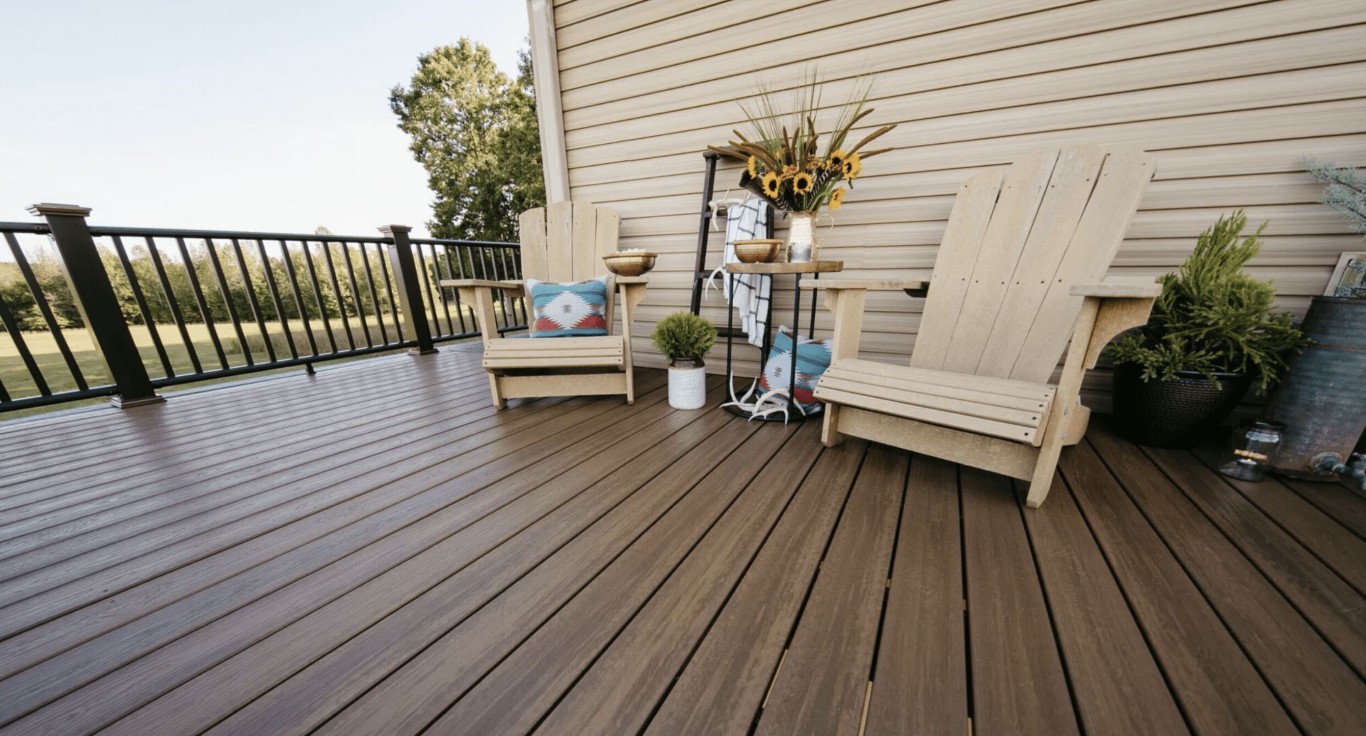High-quality composite deck with modern outdoor furniture